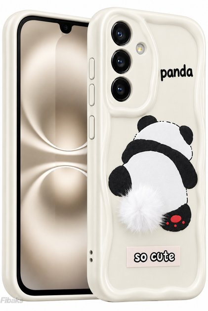 Galaxy S23 Fe Case Design Patterned Camera Protected Panda White Tassel Silicone Cover