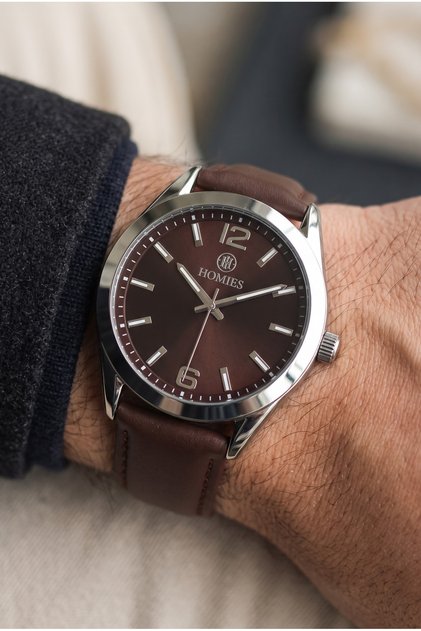 Leather Strap 2 Year Warranty Men's Wristwatch