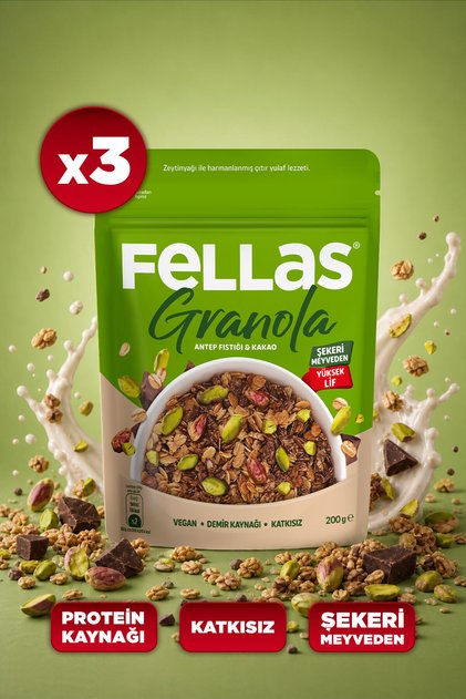 Granola - Antep Fıstığı & Kakao (200 g) - 3'lü Paket