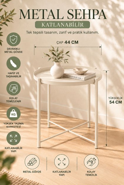 Home Metal Çok Amaçlı Katlanabilir Tepsili Sehpa
