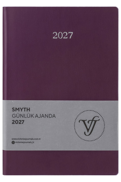 Smyth 2027 Daily Agenda A5 – Vegan Leather Flexible Cover, Silver Gilded Edge. Purple.