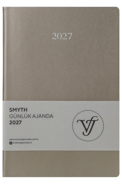 Smyth 2027 Günlük Ajanda A5 – Vegan Deri Esnek Kapak, Gümüş Yaldızlı Kenar.Gümüş
