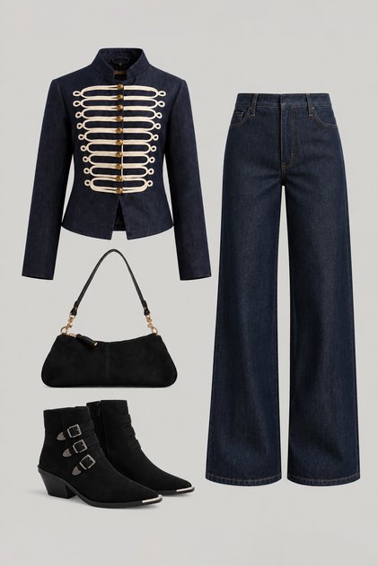 Lacivert Düğme Detaylı Napolyon Denim Ceket TWOAW27CE00129