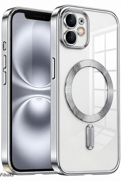 iPhone 11 Kılıf Kamera Lens Korumalı Magsafe Şarj Kilifi Şeffaf Renkli Yumuşak Kapak Gümüş