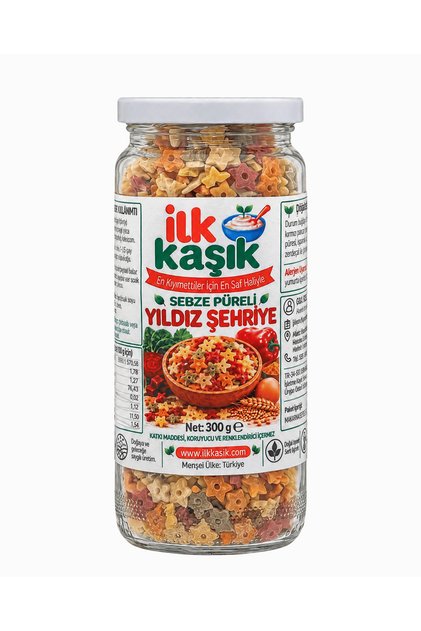 İlk Kaşık Sebze Püreli Yıldız Şehriye 300 g – Yumurtalı, Pancarlı, Ispanaklı, Kapya Biberli, Renkli Sebzeli Makarna