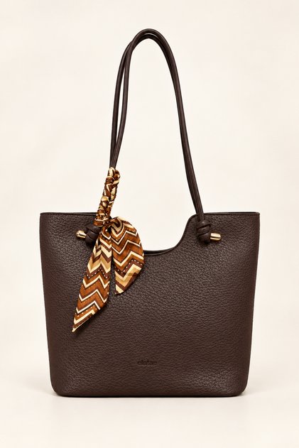 Women's Large Size Shoulder Bag with Scarf Detail, Elegant Design, Large Volume Tote Bag Elt1109
