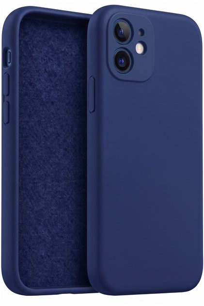 iPhone 12 Case Velvet Launch Soft Liquid Silicone Camera Protected Cover Navy Blue