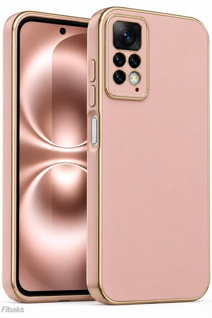 Redmi Note 11 Pro/12 Pro 4G Kılıf Parlak Kenarlı Altın Işlemeli Kamera Korumalı Kapak Rose
