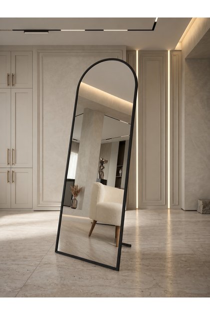 160X50 Siyah Metal Ayaklı Boy Aynası (ŞİŞECAM)