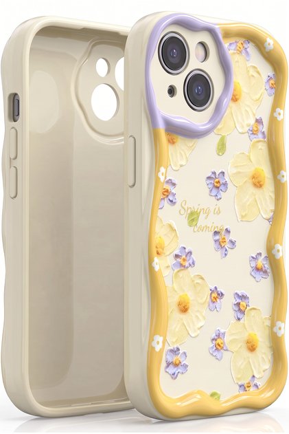 iPhone 13/14 Case Designed Patterned Camera Protected Daisy Flower Colored Silicone Cover
