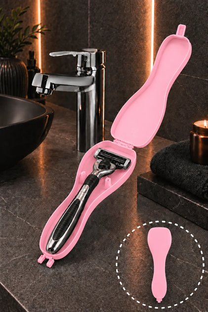 Shaving Razor Box - Travel Box - Shaving Kit Organizer - Shaving Box - Razor Container - Shaver Box (Pink)