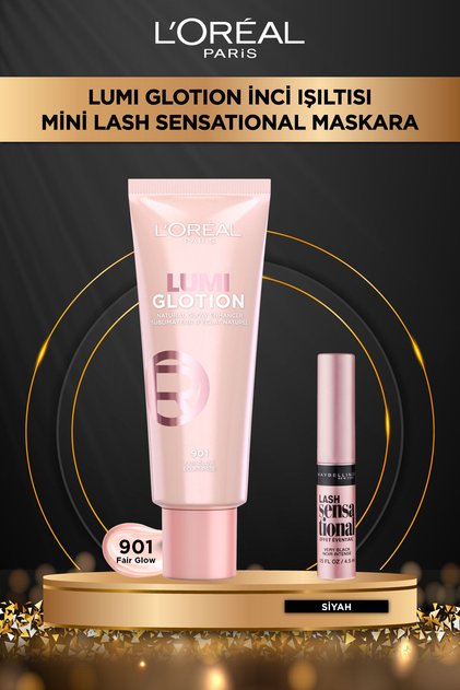 Glotion All-in-one Doğal Işıltı 901 - Fair Glow 40 ml, Aydınlatıcı & Mini Lash Sensational Maskara