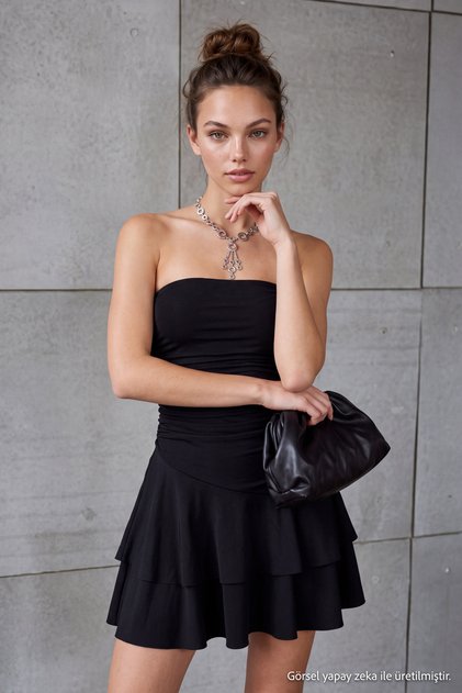 Black Strapless Knitted Mini Stylish Evening Dress Evening Homecoming Dress Tprss25El00255
