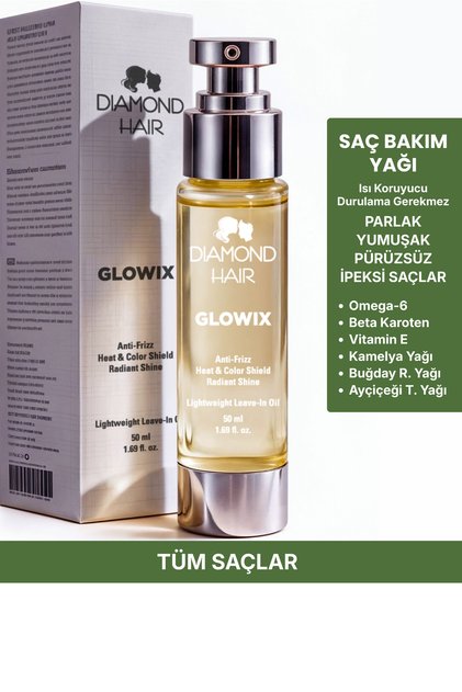 GLOWIX Durulanmayan Saç Bakım Yağı Elektriklenme Karşıtı Isı Koruyucu Pürüzsüz Parlak İpeksi Saçlar