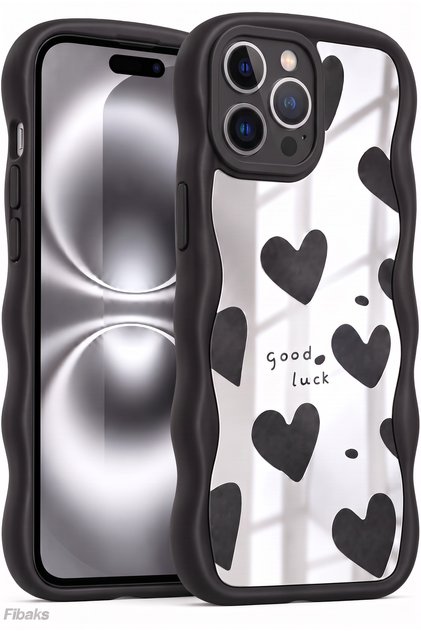 iPhone 13 Pro Max Case Mirror Heart Pattern Soft Edge Camera Protected Silicone Cover