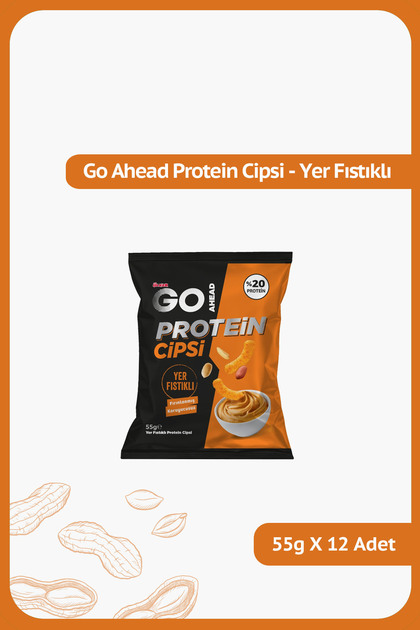 GO AHEAD Protein Cipsi - Yer Fıstıklı - %20 Protein - 55 gram - 12 Adet
