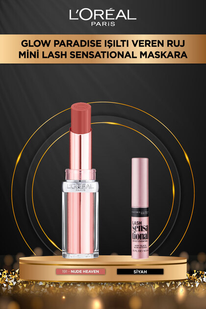 Glow Paradise 191 Işıltı Veren Ruj & Lash Sensational Mini Maskara