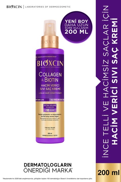 Collagen & Biotin Ekstra Hacim Sıvı Saç Kremi 200 ml - İnce ve Seyrek Saçlar