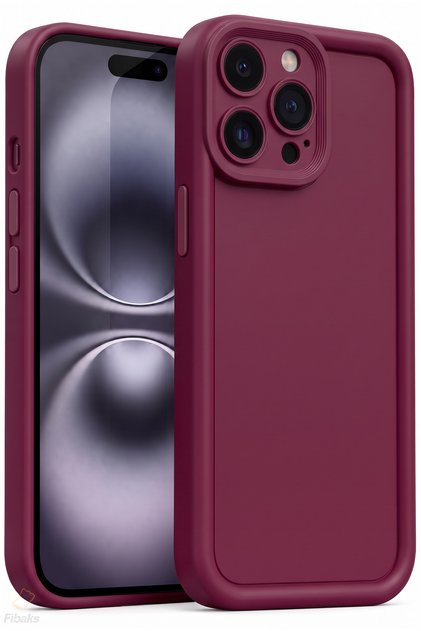 iPhone 14 Pro Case Camera Protected Soft Textured Colorful Silicone Cover Claret Red