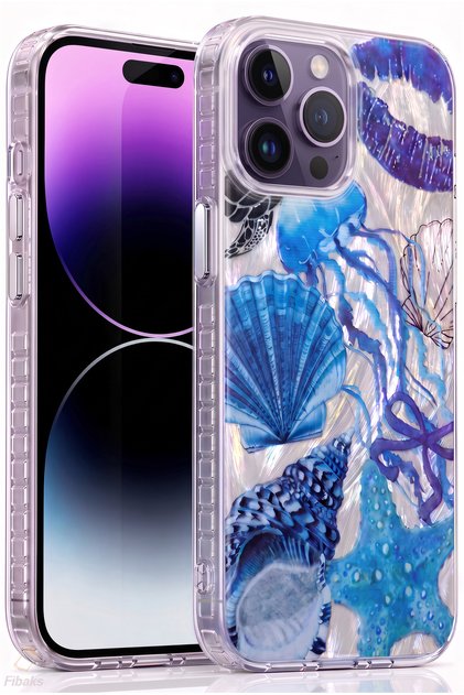 iPhone 14 Pro Max Kılıf Hologramlı Okyanus Desenli Şeffaf Silikon | İçten Baskılı, Kamera Korumalı, Airbag Köşeli, Darbe Emici Premium Kapak Telefon Kılıfı