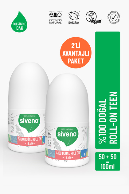 %100 Doğal Roll-On Teen Girl Genç Kız Deodorant Ter Kokusu Önleyici Bitkisel Lekesiz 50 ml X 2 Adet
