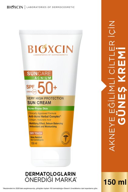 Sun Care SPF 50+ Akneye Eğilimli Ciltler İçin Güneş Kremi- Dry Touch, Mat, Çay Ağacı Yağı 150ml