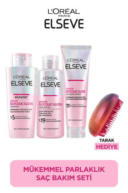 Ultimate Glycolic Gloss Mükemmel Parlaklık 3'lü Saç Bakım Seti: Şampuan , Saç Kremi, Laminasyon