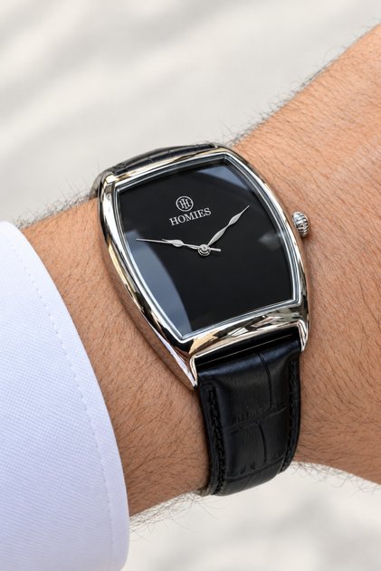 Original Men's Watch - 3 Atm Water Resistance - Black Color Leather Band - Quartz Movement - 2 Year Warranty - Gift Watch with Stylish Box Hme2084C2