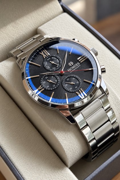 Men's Wristwatch Silver Color Steel Cord 3 Atm Water Resistant All Functions Works.Hmshf746485