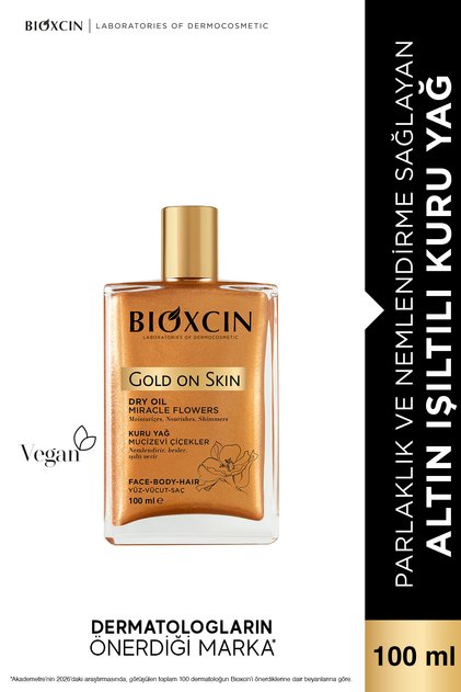 Gold On Skin Altın Parıltılı Kuru Yağ Saç Yüz Vücut Yağ Sprey 100 ml (Nemlendirir, Işıltı Verir)