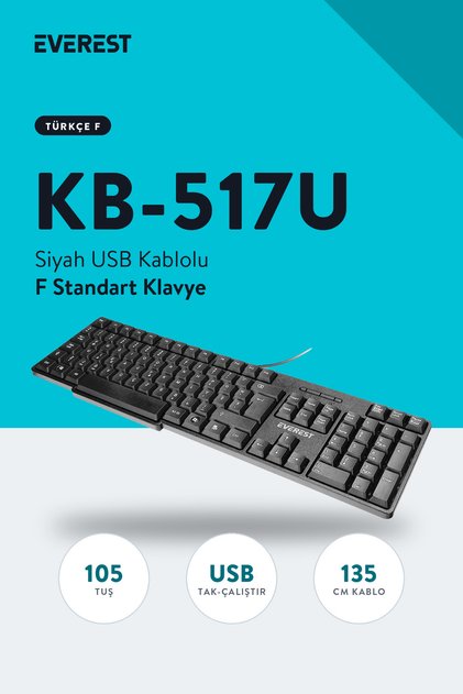 Kb-517u Standart Kablolu Siyah Usb F Klavye