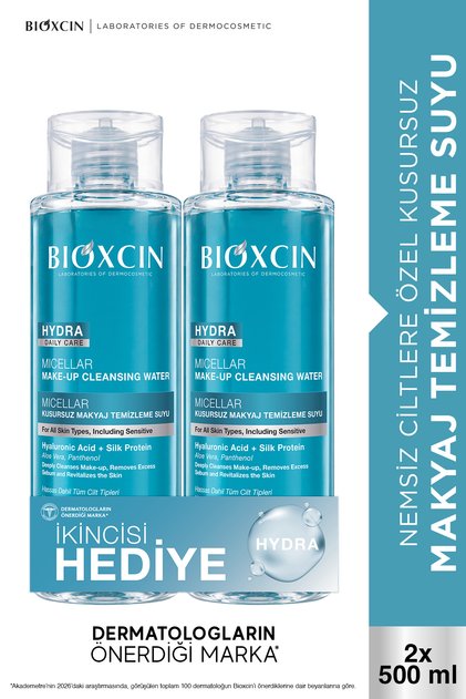 Hydra Micellar Makyaj Temizleme Suyu 500 ml, Hyaluronik Asit, AloeVera, Pantenol (1 Alana 1 Bedava)