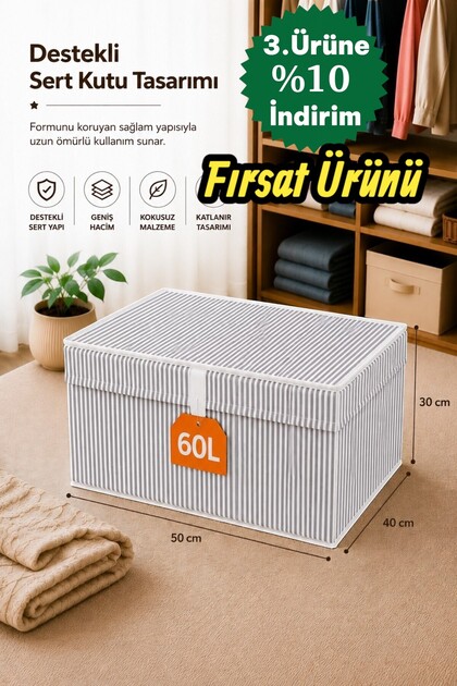 Large Boy Kıyafet Düzenleyici Hurç 50x40x30 cm Katlanır Elbise Saklama Kutusu Organizer