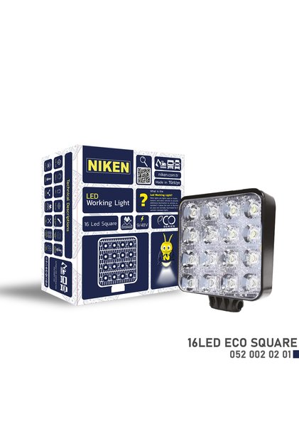 16 Led Kare Kalın Kasalı Off Road Sis Farı Çalışma Lambası (12V-24V UYUMLU)