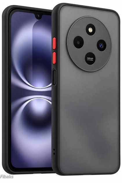 Redmi 14C Case Matte Anti-Fingerprint Camera Protected Hard Silicone Cover with Colored Buttons