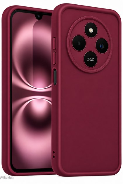 Redmi 14C Kılıf Kamera Korumalı Yumuşak Dokulu Darbe Emici Bordo Silikon Kapak