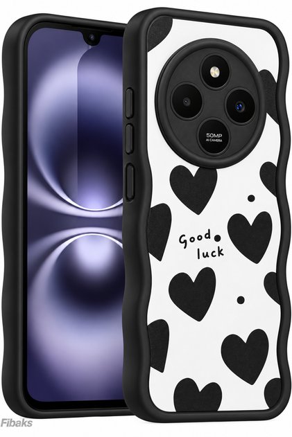 Redmi 14C Case Mirror Heart Pattern Soft Edge Camera Protected Silicone Cover