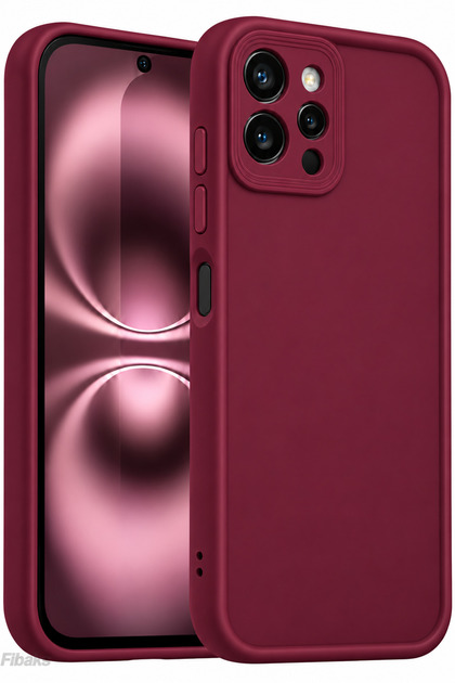 Redmi 12 Case Camera Protected Soft Textured Shock Absorbing Claret Red Silicone Cover