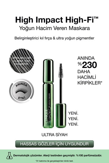 High Impact™ High-Fi™ Yoğun Hacim Veren Maskara - Ultra Siyah 10ml | Hindistan Cevizi, Argan Yağı