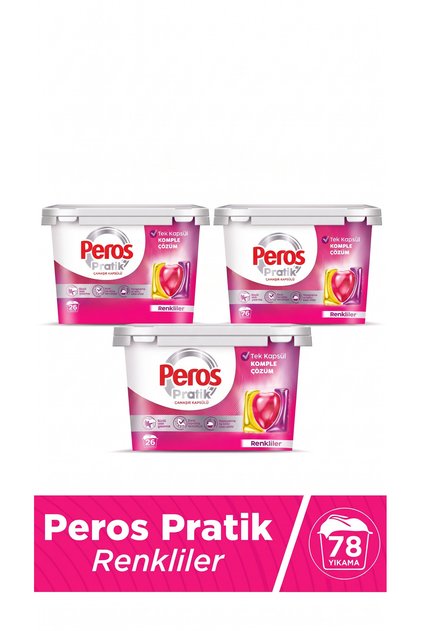 Pratik Matik Çamaşır Deterjanı Kapsülü - Tableti 78 Adet Renkliler (3PK*26)