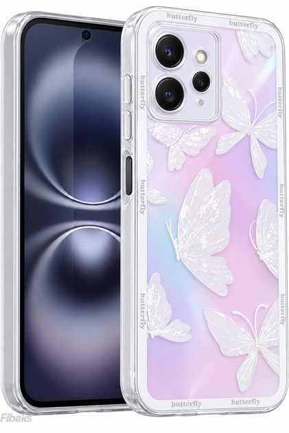 Redmi Note 12 Case Designed Patterned Camera Protected Transparent Butterfly Flexible Soft Silicone Cover