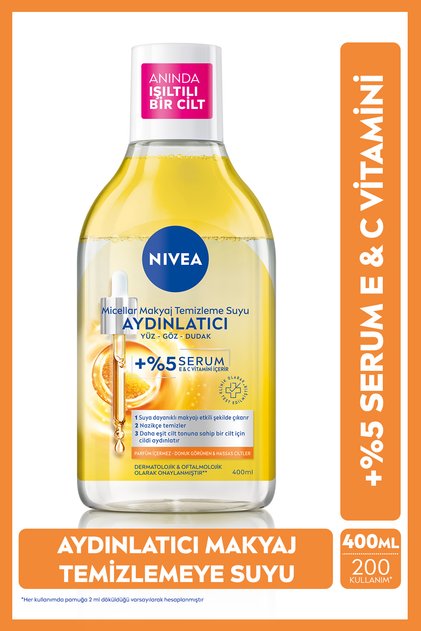 Brightening Micellar Makeup Cleansing Water 400ml, Serum Effect, Vitamin C, Skin Tone Equalizer