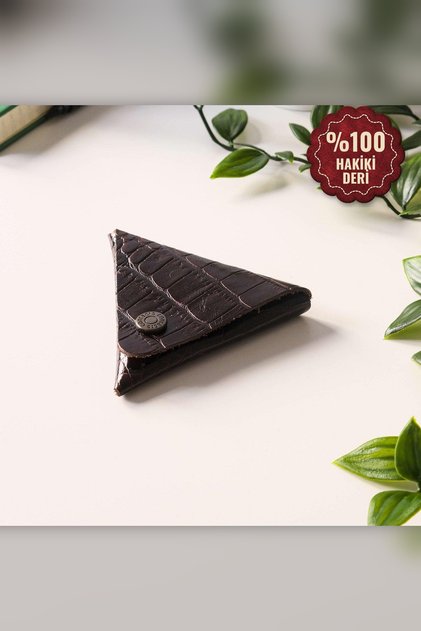 Bamby - Real Leather Multi-Purpose Croco Brown Coin Jewelry Pouch