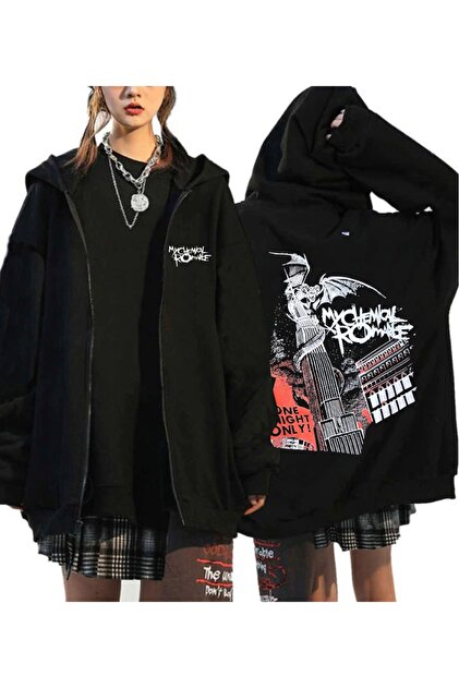 DEEFWEAR My chemical romance Baskılı Unisex Oversize Kapşonlu