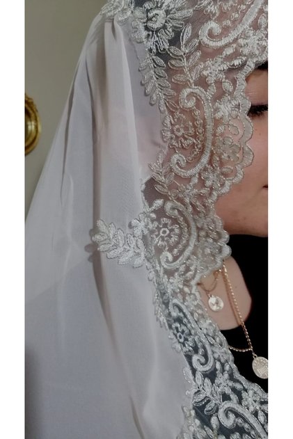 Mevlüt Cover, Mevlüt Cover, Mevlüt Shawl, Mevlüt Shawl, Baby Mawlid, French Lace Shawl SILVER LACE