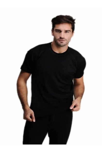 HASYUN MEN'S BLACK SHORT SLEEVE UNDERSHIRT