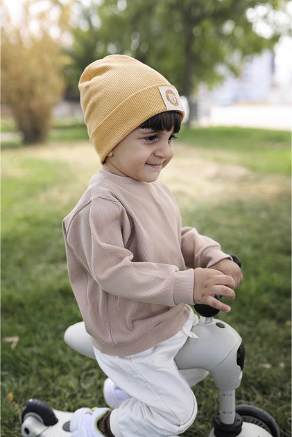 Ribbed Label Mustard Beret