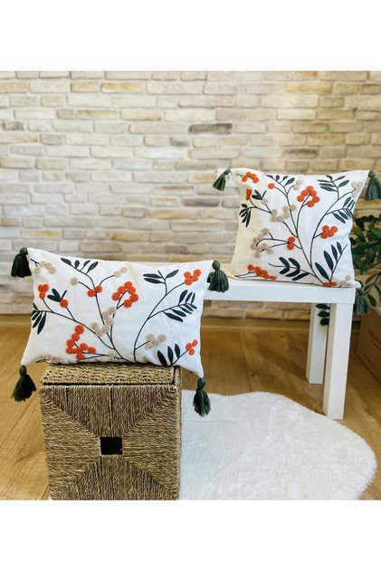 Home Design Double Combination Punch Embroidered Throw Pillow Cover (PANCH)