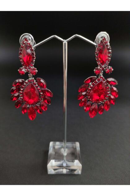 Earring Assortment Burgundy Crystal Stone Henna Wedding Bridal Earring – Bijoux Earring, Stylish Design – Bijoux
