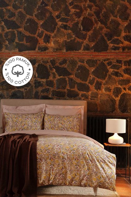 Florent Yellow Single Duvet Cover Set, Knitwear Blanket Set